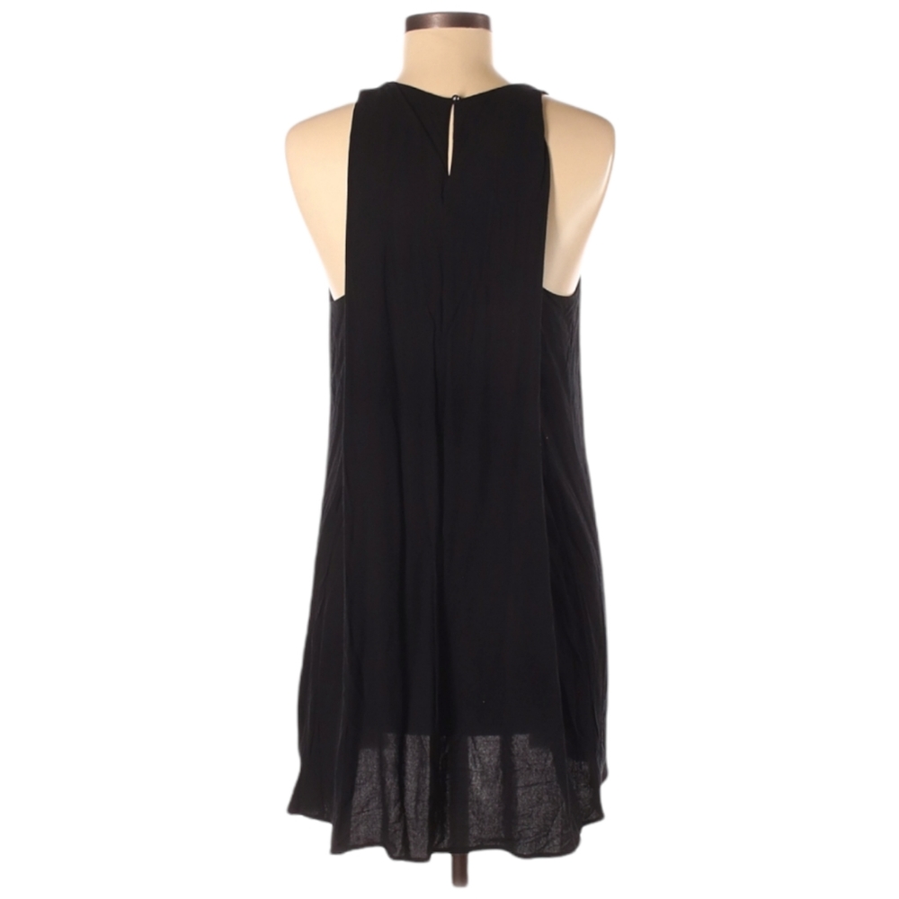 Bella Luxx Black Mini Dress Size M Pleating Layered Look Flowy Sleeveless - Picture 2 of 8